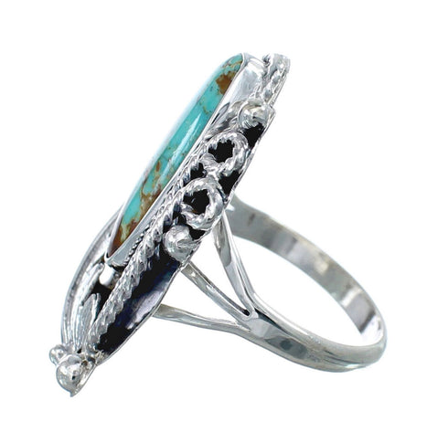 Turquoise And Sterling Silver Scalloped Leaf Navajo Ring Size Size 8-3/4 AX126234